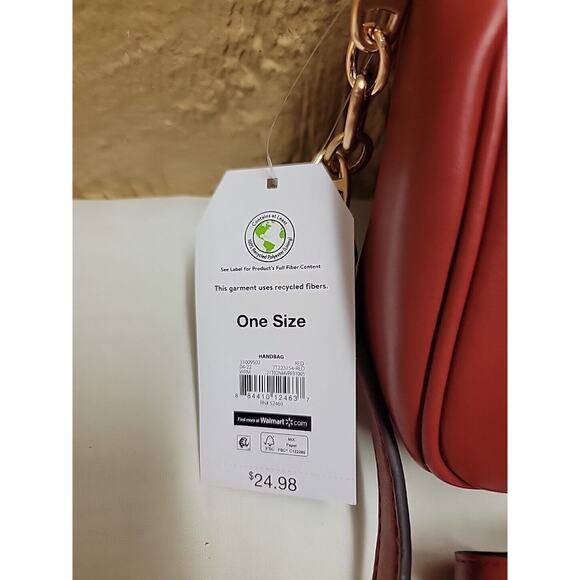 Time & Tru Small Quilted Satchel Flap Closure Handbag Shoulder Purse Red - Picture 3 of 5